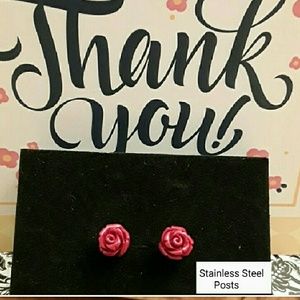 NEW Red Roses Post Earrings